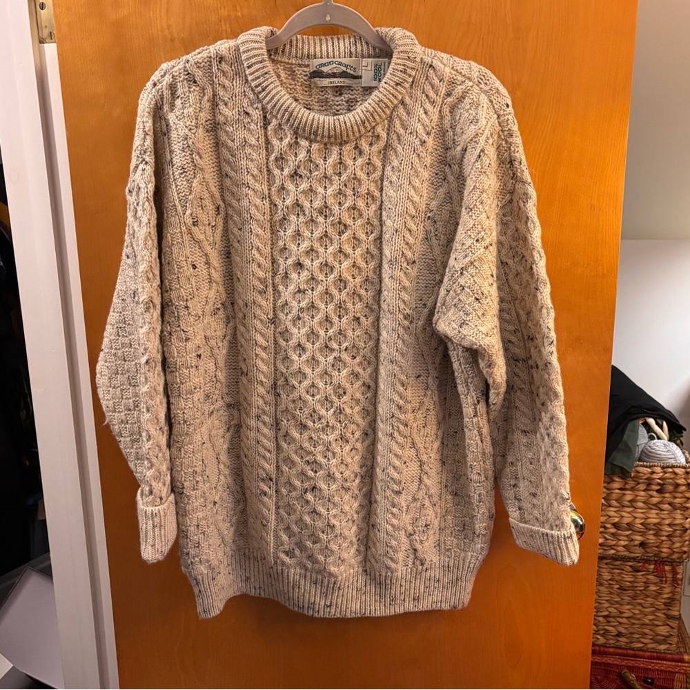 100% wool Irish cable knit sweater